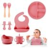 1732896113juego de vajilla de silicona para bebe 8 pcs Rosa 1